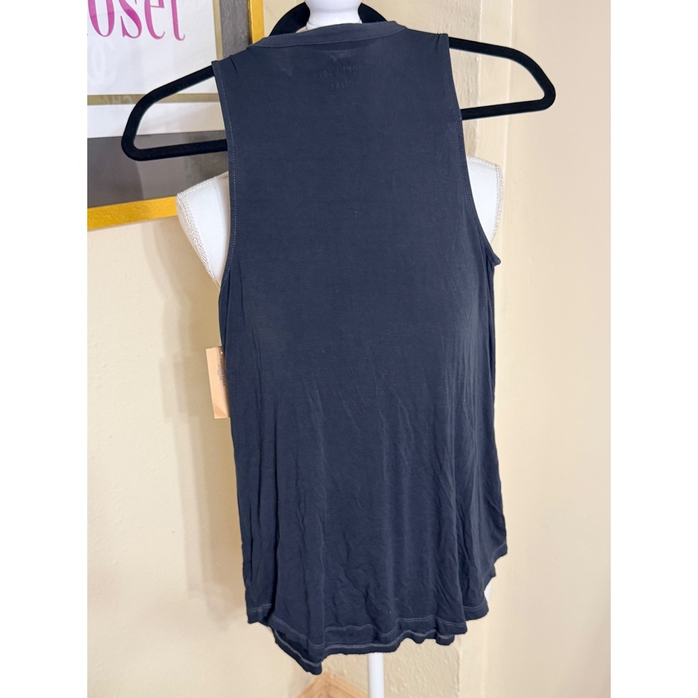 American Eagle Soft & Sexy Lace Up Tank Top Black XS 2957-167 Sleeveless Tee - Picture 2 of 3